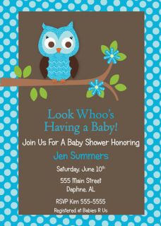 PRINTABLE PRINTED OWL BOY BABY SHOWER INVITATION BIRTHDAY ANNIVERSARY 