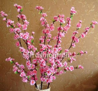 49 Peach Blossom Cherry Spring Spray Branch Pink Artificial Silk 