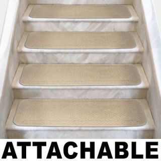   of 12 ATTACHABLE Carpet Stair Treads 8x27 IVORY CREAM runner rugs