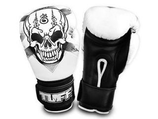 TUFF MuayThai Gloves Skull White TUF GV SKULL W​HT  10OZ