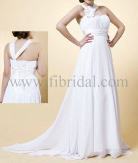 New White Chiffon Beach Garden Destination Wedding Dress Bridal Gown 