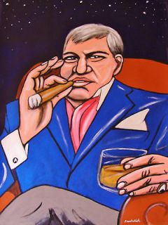 WILLIAM SHATNER PAINTING star trek boston legal cohiba cigar smoking 