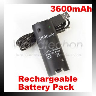 Rechargeable 3600mAh Battery Pack For Nintendo Wii Game Via USB Cable 