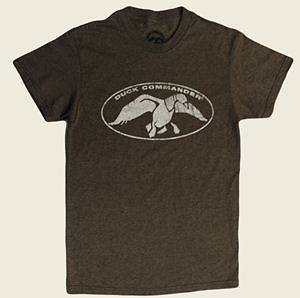 NEW DUCK COMMANDER DUCK DYNASTY BROWN HEATHER T SHIRT WITH WHITE LOGO