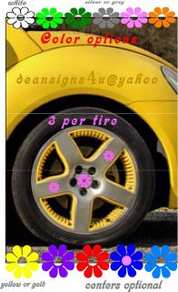 VW bug beetle hubcap pink flowers tire wheel car 12set