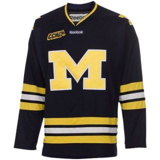Reebok Michigan Wolverines Edge Premier Replica Hockey Jersey   Navy 