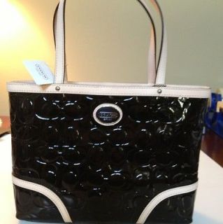 Coach Peyton Embossed Patent Leather Tote Black Handbag NWT