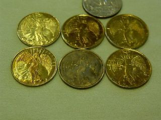 Guardian Angel Goldtone Pocket Protector Coin Religious Lot of 6