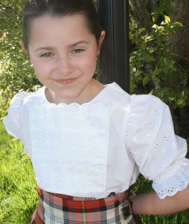 HIGHLAND DANCING HIGHLAND BLOUSE WITH BROIDERY ANGLAIS SLEEVES