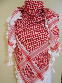 Thick Red Arab Shemagh Head Scarf Neck Wrap Authentic Cottton 