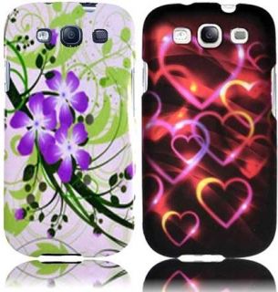 Purple Lily+Colorful Hearts Design Hard Case Covers for Samsung Galaxy 