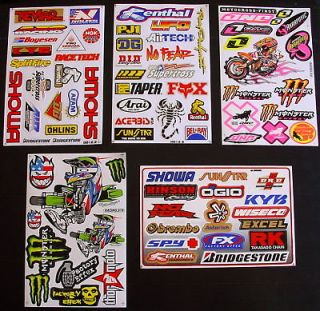 SHEETS Stickers NEW MOTOCROSS BIKE Set SCOOTER BOYS BMX Energy 