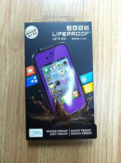 NEW Lifeproof iPhone 4/4S Case Purple & Black New In Box Life proof 