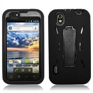 2IN1 LG MARQUEE LS855 BOOST MOBILE BLACK HEAVY DUTY DUAL LAYER CASE 
