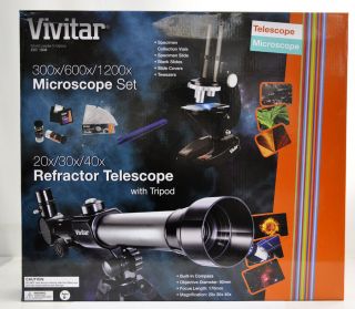 VIVITAR MICROSCOPE 300X/600X/1200​X & TELESCOPE 20X/30X/40X SET VIV 