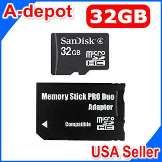 Sandisk 32GB MicroSD Card to Memory Stick MS Pro Duo For Sony PSP 1000 
