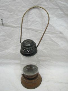 ORIGINAL ANTIQUE SMALL COPPER/TIN ANTIQUE SKATERS LANTERN OIL LAMP 