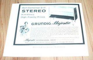 Grundig Majestic self contained stereo 1959 magazine advert