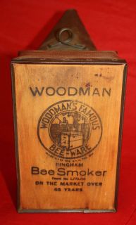   WOODMAN BEE KEEPER Leather Wood Tin BINGHAM SMOKER Antique Farm Tool