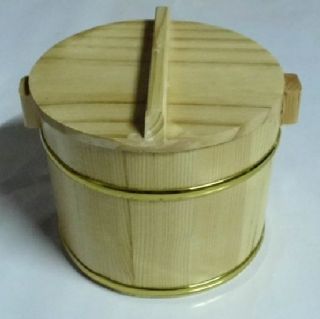 Copper Band Wooden Sushi Rice Tub natural solid pine wood bucket NO 