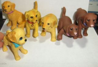 Puppies Puppy Dog Toy PVC Figure Lot Chocolate Golden Lab Figurine 