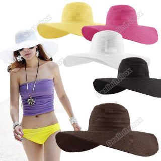 Wide Large Brim Summer Beach Sun Straw Beach Derby Hat Cap Fashion 5 