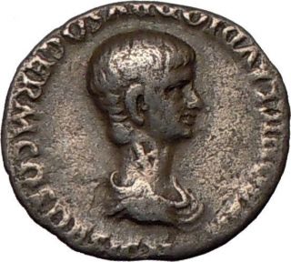 NERO, as Caesar. Rome, 51 AD, Silver Denarius.Young Nero/Shield and 