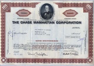 Chase Manhattan Bank Stock Certificate JP Morgan