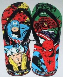 NWT Marvel Comics Avengers Mens Flip Flops Shoes Size M 8/9 or XL 12 
