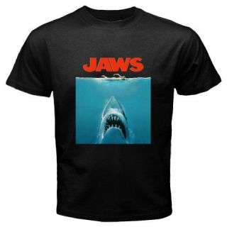 New Rare JAWS Movie Poster Vintage Mens Black T Shirt Size S to 3XL