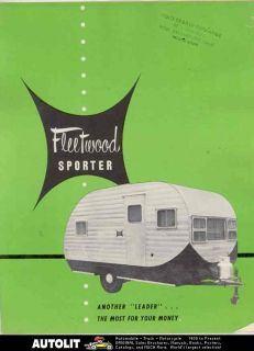   Fleetwood Model 12 & 15 Sporter Travel Trailer Brochure Paramount CA