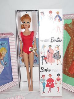 Barbie Redhead  Lets Play Vintage Reproduciton with 4 Fashions   New 