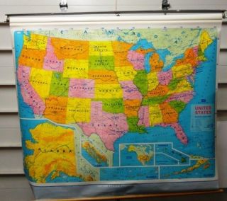 Modern School United States Political Series Vintage Pull Down Map 30 