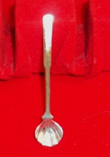 ANTIQUE STERLING SILVER SALTER SPOON SEA SHELL BOWL 