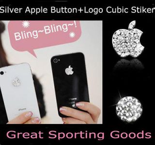 For iPhone 5 3/4/4S Bling Diamond Crystal Deco Home Button & Logo 