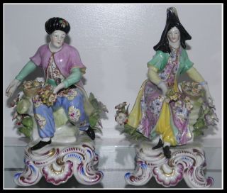 Pair of Antique 19C Samson French Porcelain Figures NR