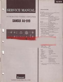 Newly listed Sansui AU 919 amplifier Service manual