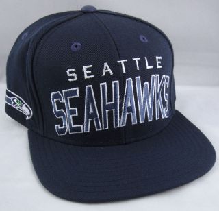 NFL Seattle SEAHAWKS Retro Snapback Cap Hat Dark Navy w/Steel Blue 