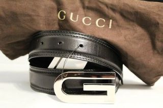 NWT GUCCI LOGO MENS AWESOME LEATHER MADE IN ITALY BELT SIZE 32 MSRP 