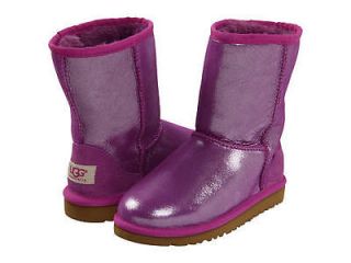 NIB UGG Australia Kids Youth Classic Short Grape Purple Glitter Boots 