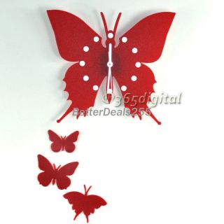Charm Butterfly Wall Clock Decor Home Art Design Modern Style Time 2 