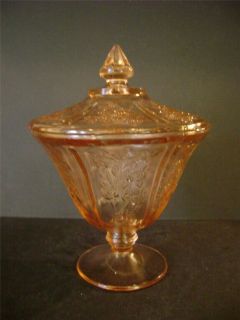 PINK DEPRESSION GLASS SHARON/CABBAGE ROSE CANDY DISH W/LID