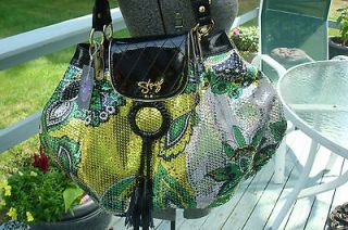 Sharif American Glam Sequin and Patent Leather Purse BEAUTIFUL 