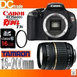 Canon EOS Rebel T3i / 600D Kit + Tamron 18 200mm DI II+CL10 16GB 