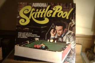 Vintage Aurora TV Game Skittle Pool Table Top Family Boxed 1970s 