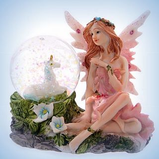   FLOWER FAIRY + SNOW GLOBE / WATERBALL with UNICORN ~ RRP£10.35 fy357