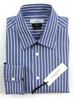 New VERSACE Collection Trend Blue Twill Stripe Dress Sport Shirt 40 M 