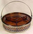 Vintage Amber Depression Glass Candy Dish in Chrome Basket Divided 