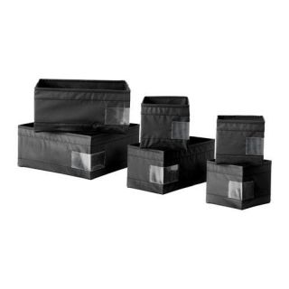 Ikea SKUBB Storage Boxes Set of 6 Black for dresser drawers closets 