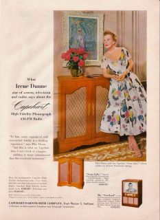 1954 Irene Dunne Photo Capehart Phonograph print ad